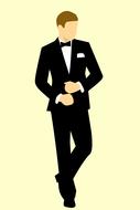 ilhouette of the groom on a beige background