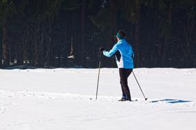 Cross Country Skiing, adult Woman on trail