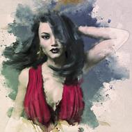 portrait of a glamorous woman as a watercolor painting