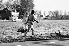 cleaning woman outdoor