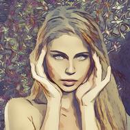 headache, pretty blonde woman with hands at head