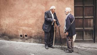 Old Elderly men talking