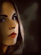 watercolor painted portrait of an attractive girl