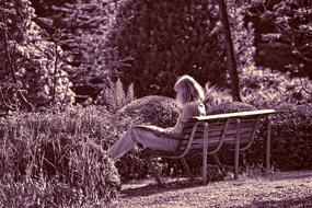 Woman Sitting garden