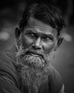 Portrait old man, black and white