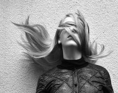 Blind Hair girl black and white