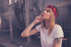 portrait of smoking young woman