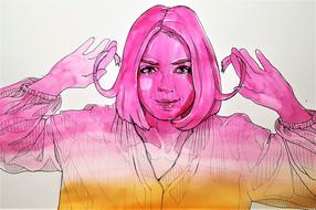 Colorful gradient drawing of the girl