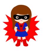 superhero, cartoon child girl in mask