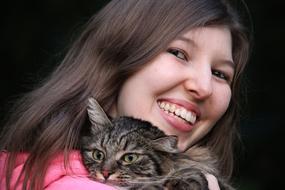 Portrait Young Woman and Cat