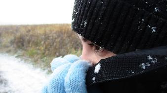 frozen woman in cold weather