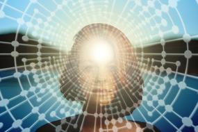 Portrait of a woman with network, with the light inside