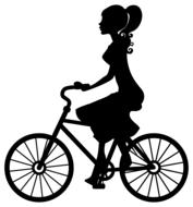 silhouette of a woman with bicycle