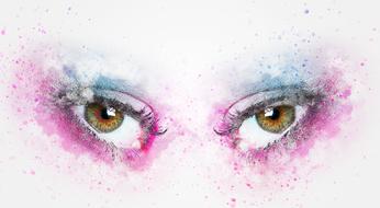 eyes of girl, watercolor digital art