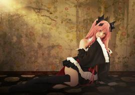 anime girl with pink hair