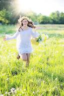 Young Woman Running grass