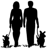 couple and dogs