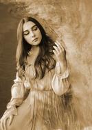 pretty young Girl in vintage dress, portrait