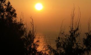 yellow dawn over the sea