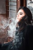 Portrait of Woman Girl smoking
