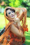 portrait of Woman Beauty in orange dress