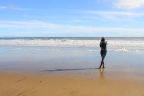 woman on the ocean beach in Santa Barbara