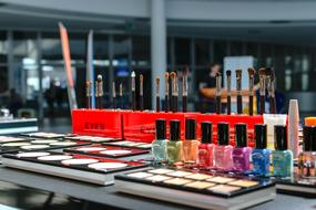 Cosmetics on exhibition stall