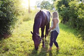 Woman With Horse green forest