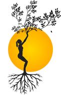 clipart of silhouette woman tree yoga