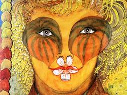 artistic painting of face in yellow colours