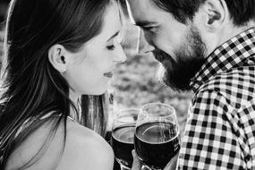 Man Woman wine black and white
