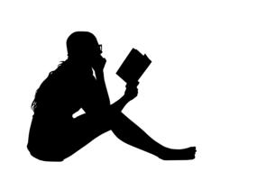 girl reading book drawing