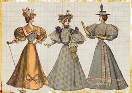 vintage fashionable victorian women drawing