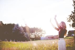 Girl sun grass Landscape