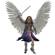 3d model of the angel woman, with the sword, at white background, clipart