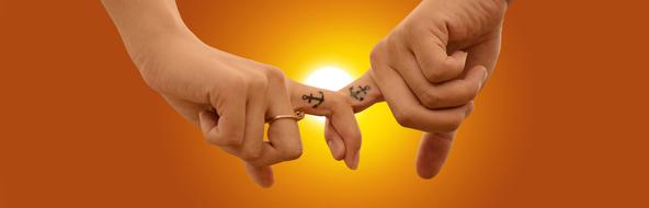 Love, male and female Hands together