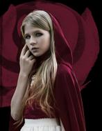 portrait of blonde Girl in Red Cloak