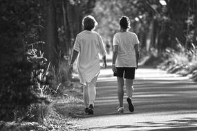 two walking around women