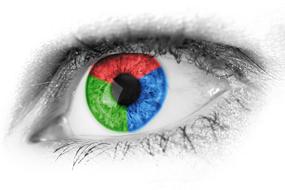 clipart of Abstract Red Green and blue eye