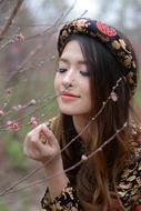 Fashion Beautiful Woman tree flowers