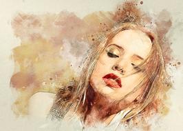sensual girl with half open lips, head portrait