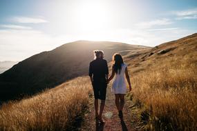 couple walking in highland