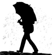 clipart of human walking with umbrella in the rain