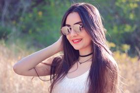 dark hair friendly girl outdoor