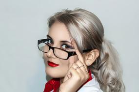 charming blonde with sunglasses