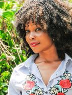 African American with curly hair