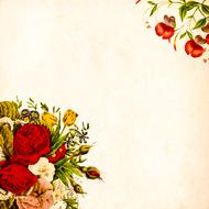 Beautiful and colorful bouquets with the flowers, on the vintage paper, clipart