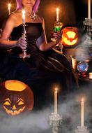 woman with candles for halloween