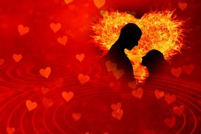 heart love flame people red banner