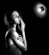Woman Light Bulb black and white